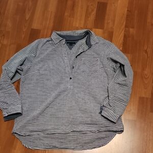 Tommy Hilfiger Blue and White Striped Button-Down Shirt